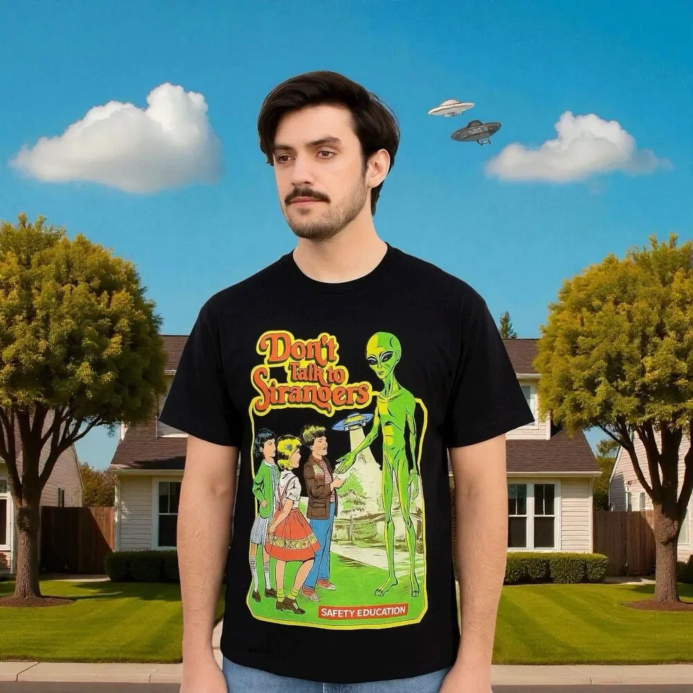 Steven Rhodes T Shirt Mens XL Alien UFO Funny Graphic Retro Streetwear Space - Picture 9 of 9